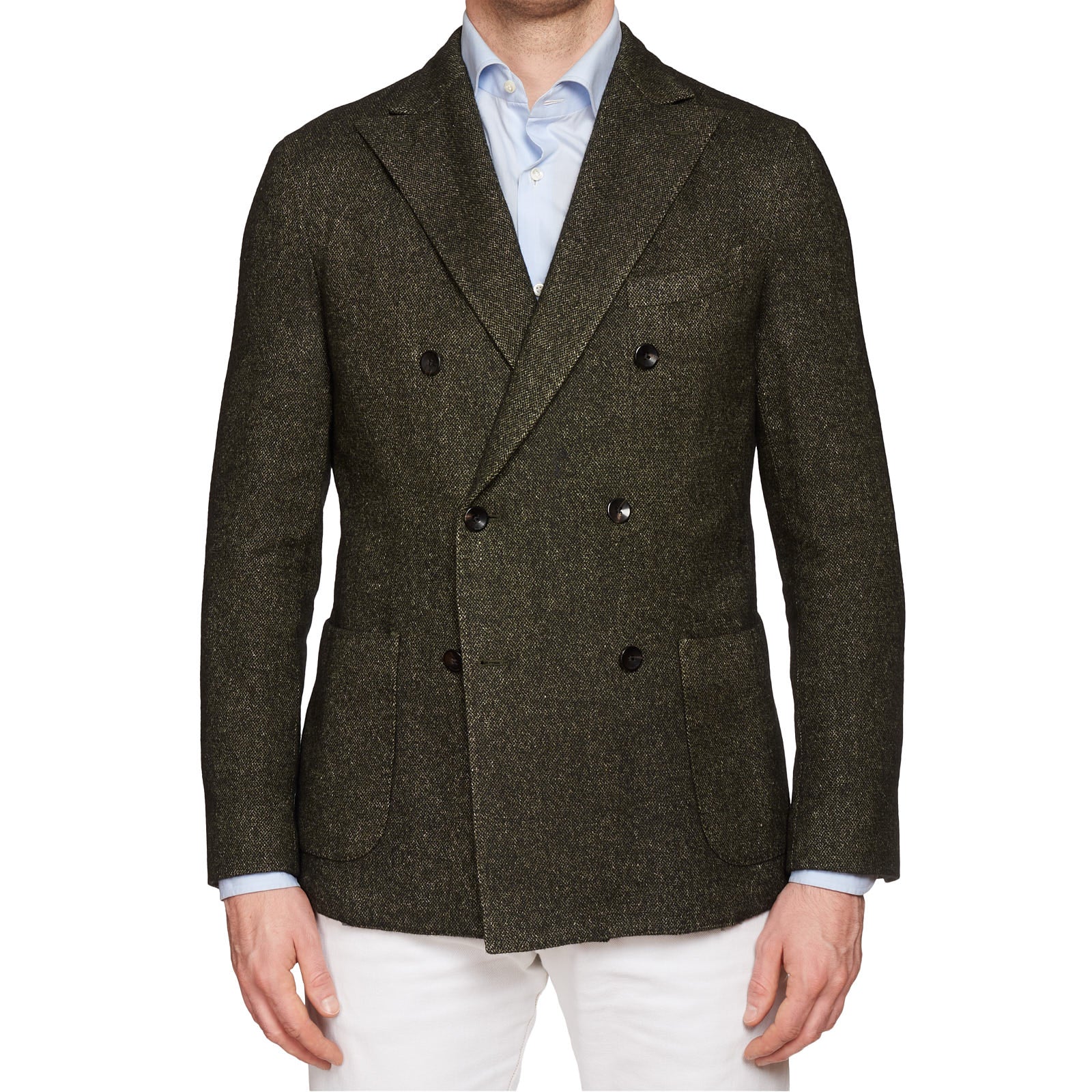 BOGLIOLI "K.Jacket" Green Wool-Silk-Linen-Cashmere Unlined DB Jacket EU 50 NEW US 40