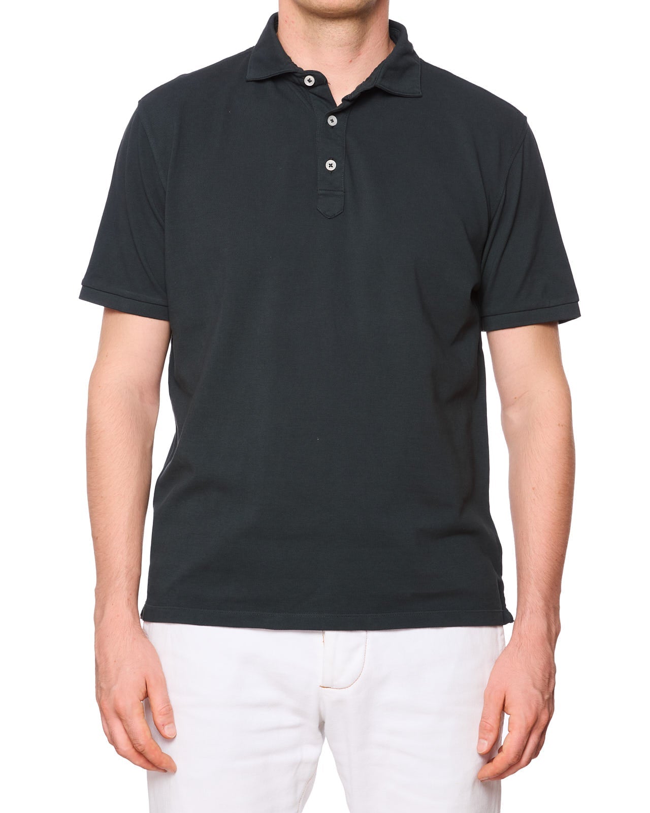 BORGONERO Milano Black Garment Dyed Cotton Polo Shirt NEW Slim