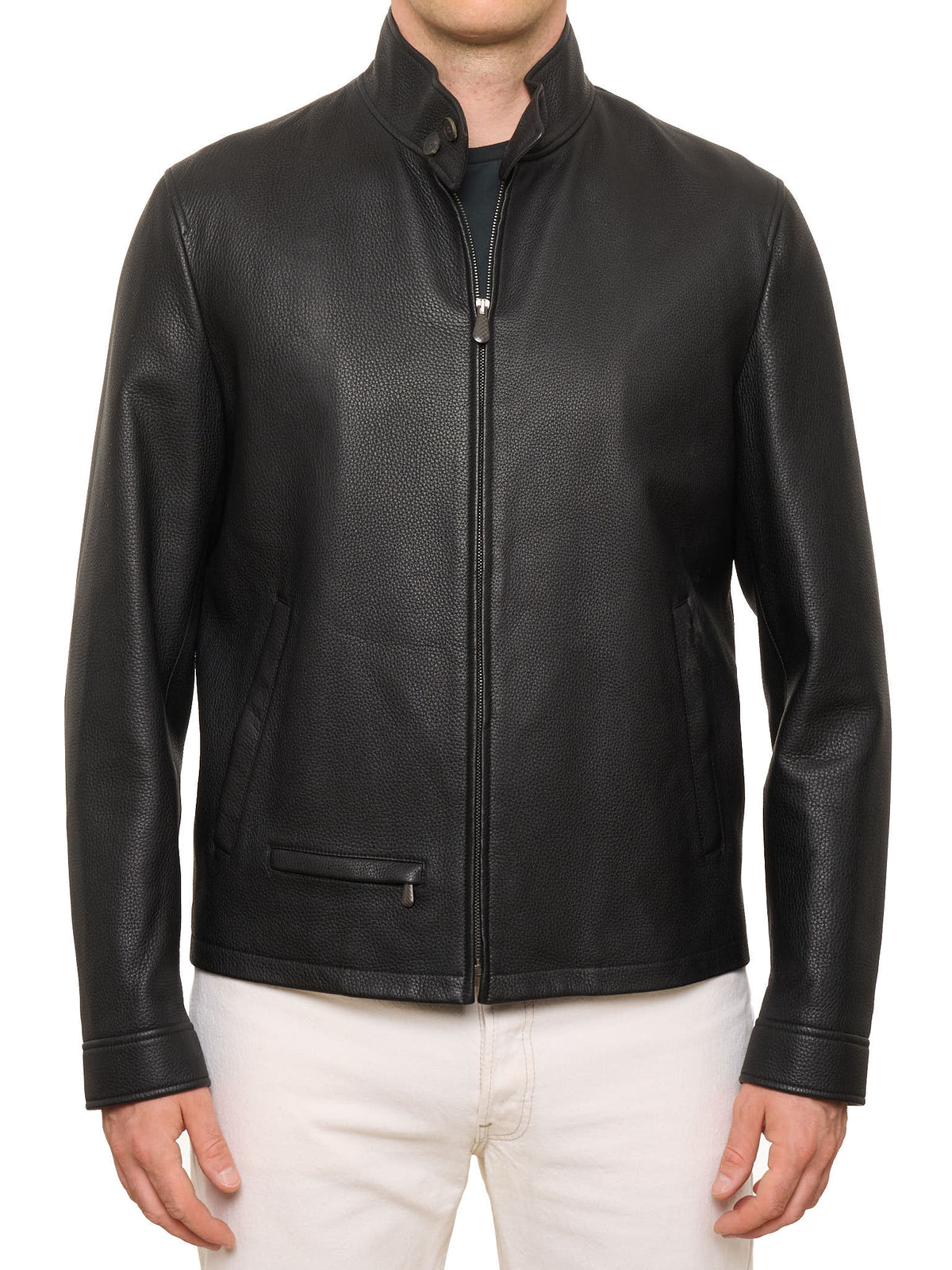 BOTTEGA VENETA Black Deerskin Leather Jacket M NEW