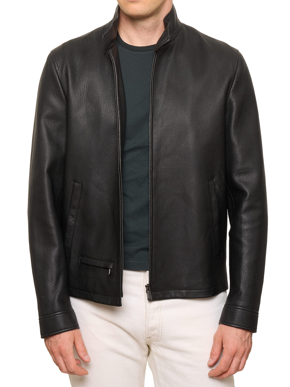 BOTTEGA VENETA Black Deerskin Leather Jacket M NEW