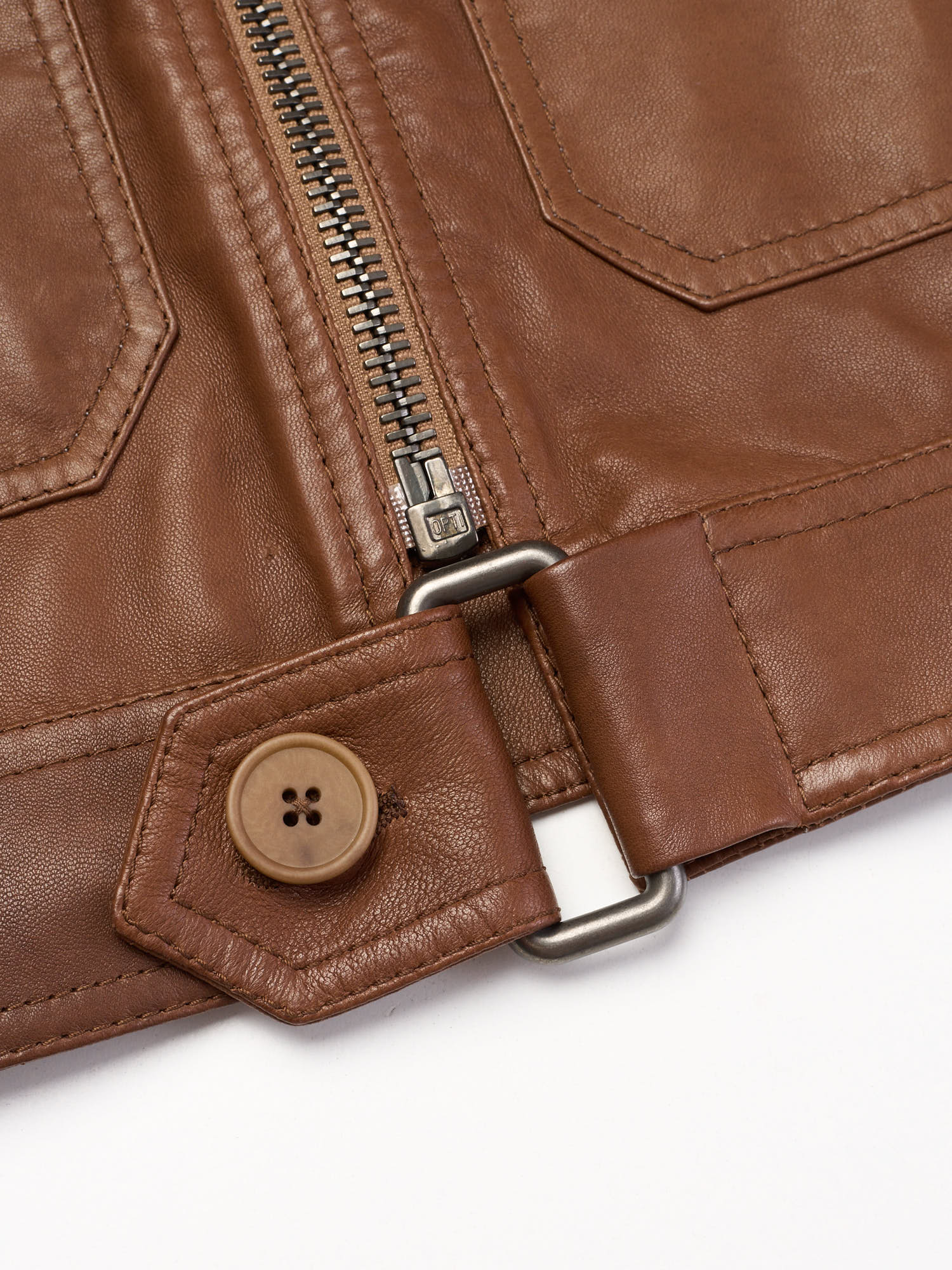 BOTTEGA VENETA Brown Leather Flight Jacket EU 50 US M