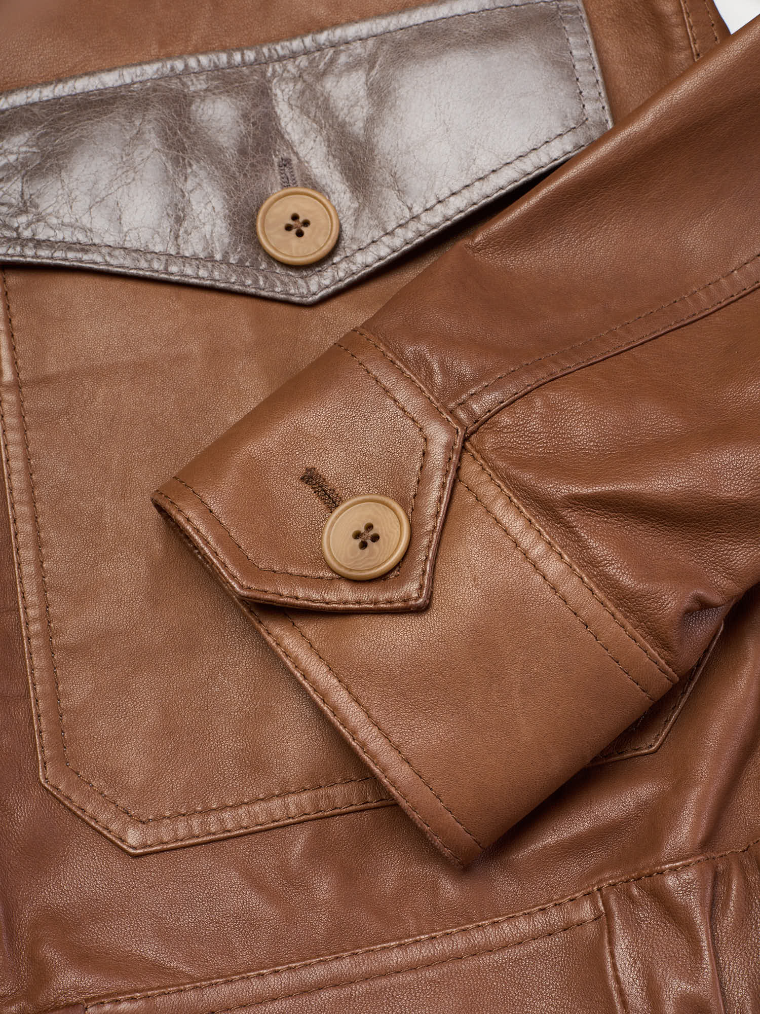 BOTTEGA VENETA Brown Leather Flight Jacket EU 50 US M