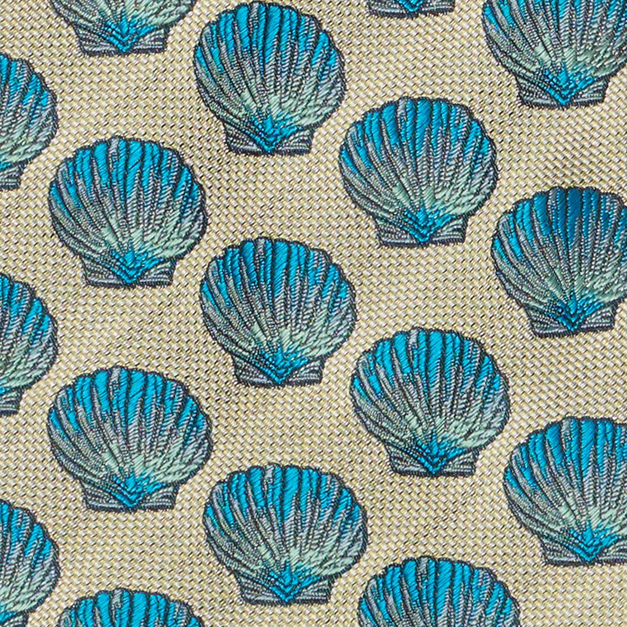 BOTTEGA VENETA Handmade Blue Shell Design Silk Tie