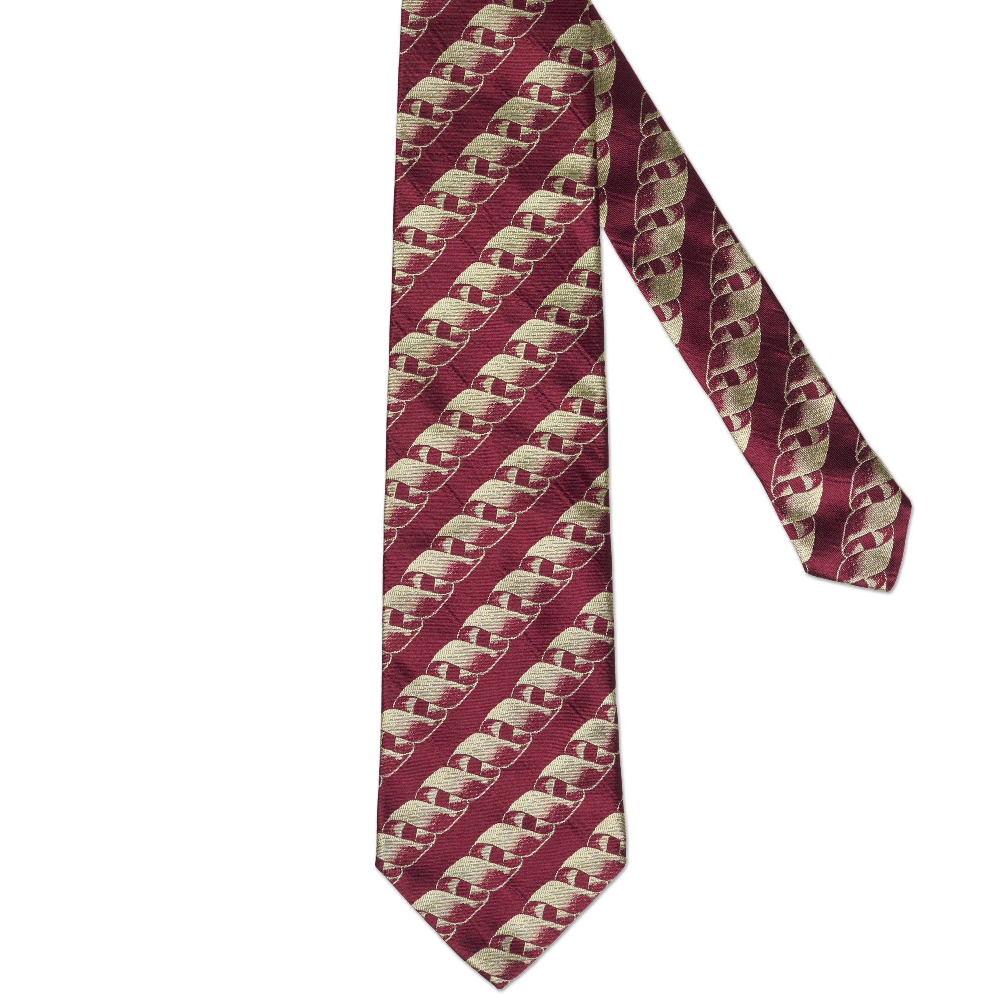 BOTTEGA VENETA Handmade Burgundy Striped Design Silk Tie BOTTEGA VENETA
