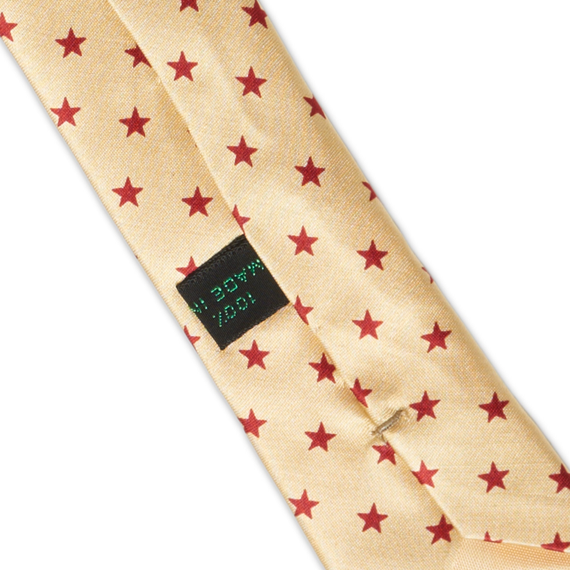 BOTTEGA VENETA Handmade Gold-Red Star Design Silk Tie