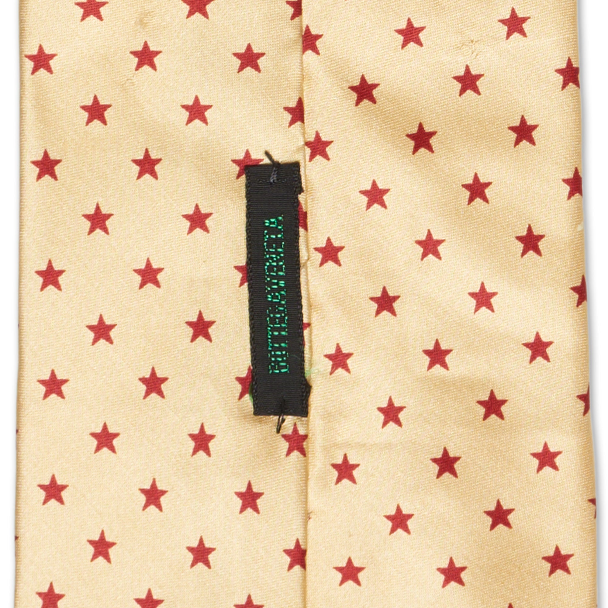 BOTTEGA VENETA Handmade Gold-Red Star Design Silk Tie