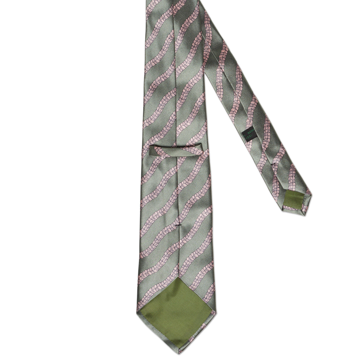 BOTTEGA VENETA Handmade Green-Pink Striped Silk Tie BOTTEGA VENETA