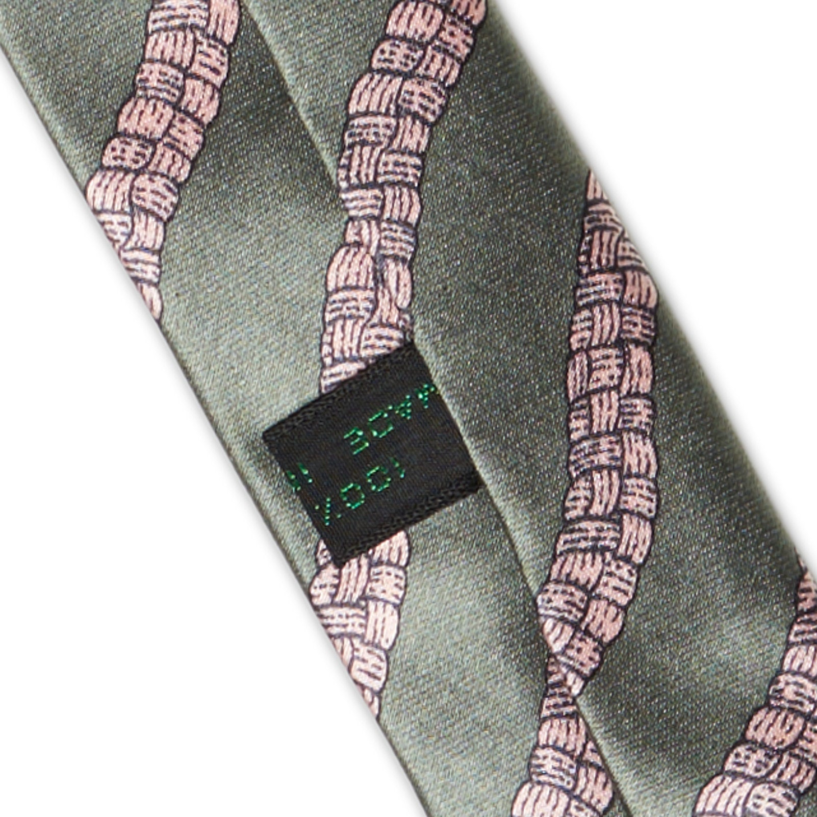 BOTTEGA VENETA Handmade Green-Pink Striped Silk Tie