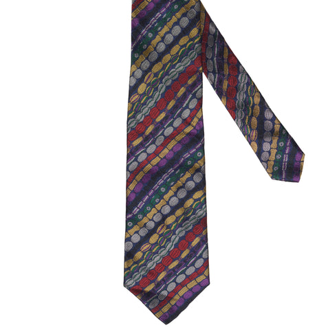 BOTTEGA VENETA Handmade Mod Geo Striped Design Silk Tie