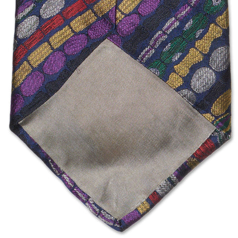 BOTTEGA VENETA Handmade Mod Geo Striped Design Silk Tie