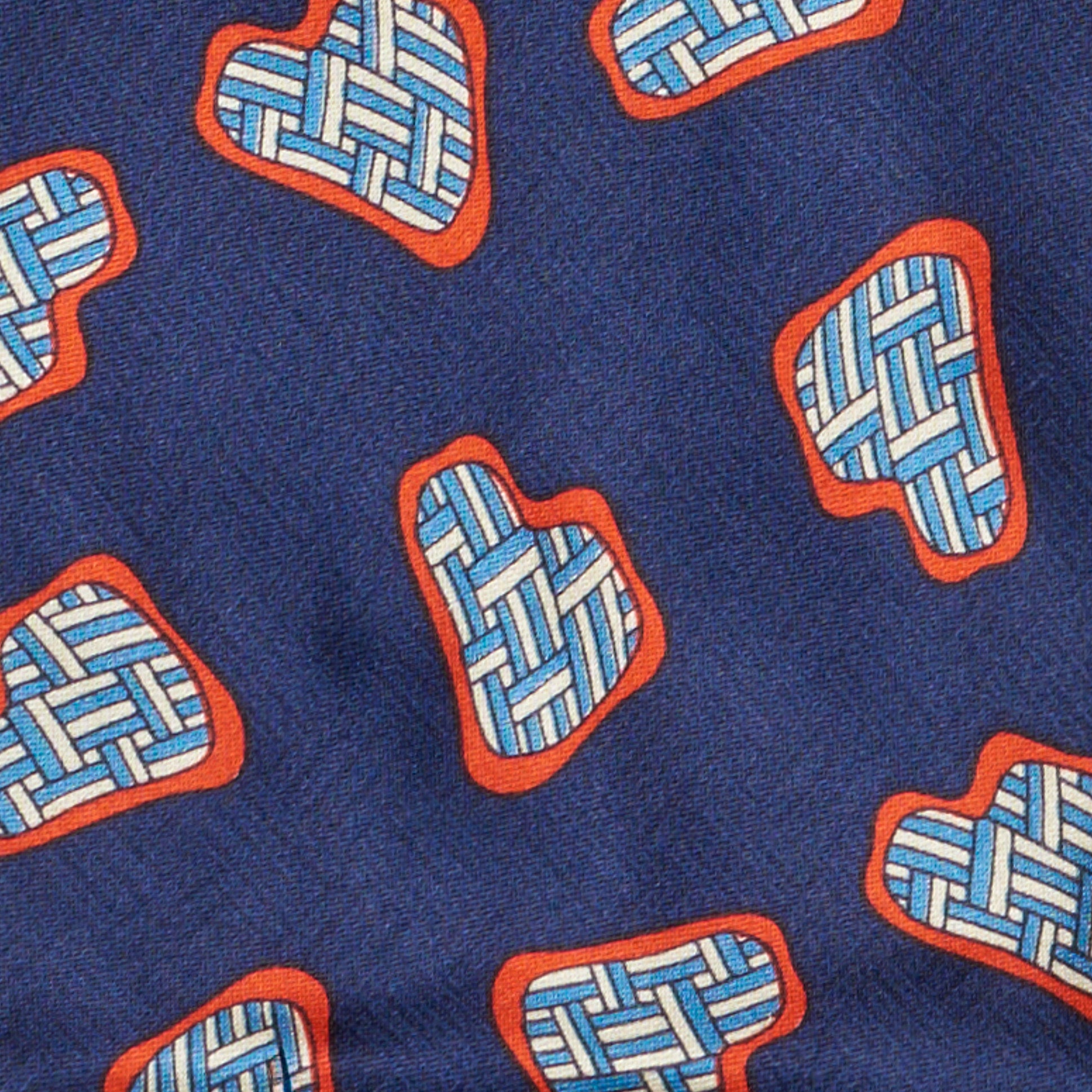 BOTTEGA VENETA Handmade Navy Blue Geometry Pattern Design Silk Tie