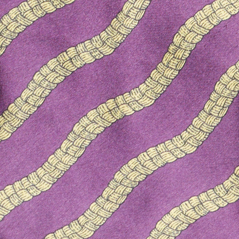 BOTTEGA VENETA Handmade Purple-Yellow Striped Silk Tie