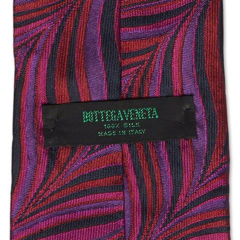BOTTEGA VENETA Handmade Purple Abstract Striped Design Silk Tie