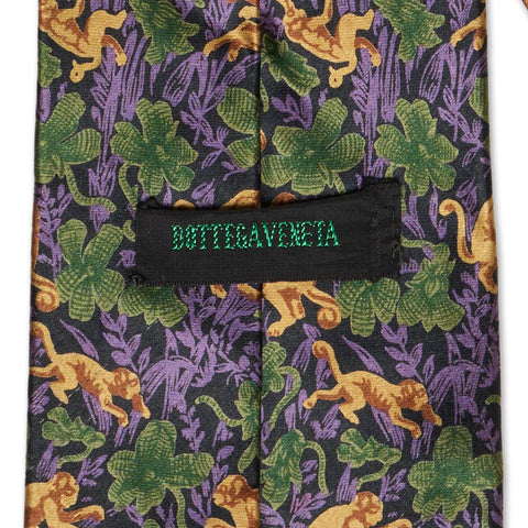 BOTTEGA VENETA Handmade Purple Monkey Pattern Design Silk Tie