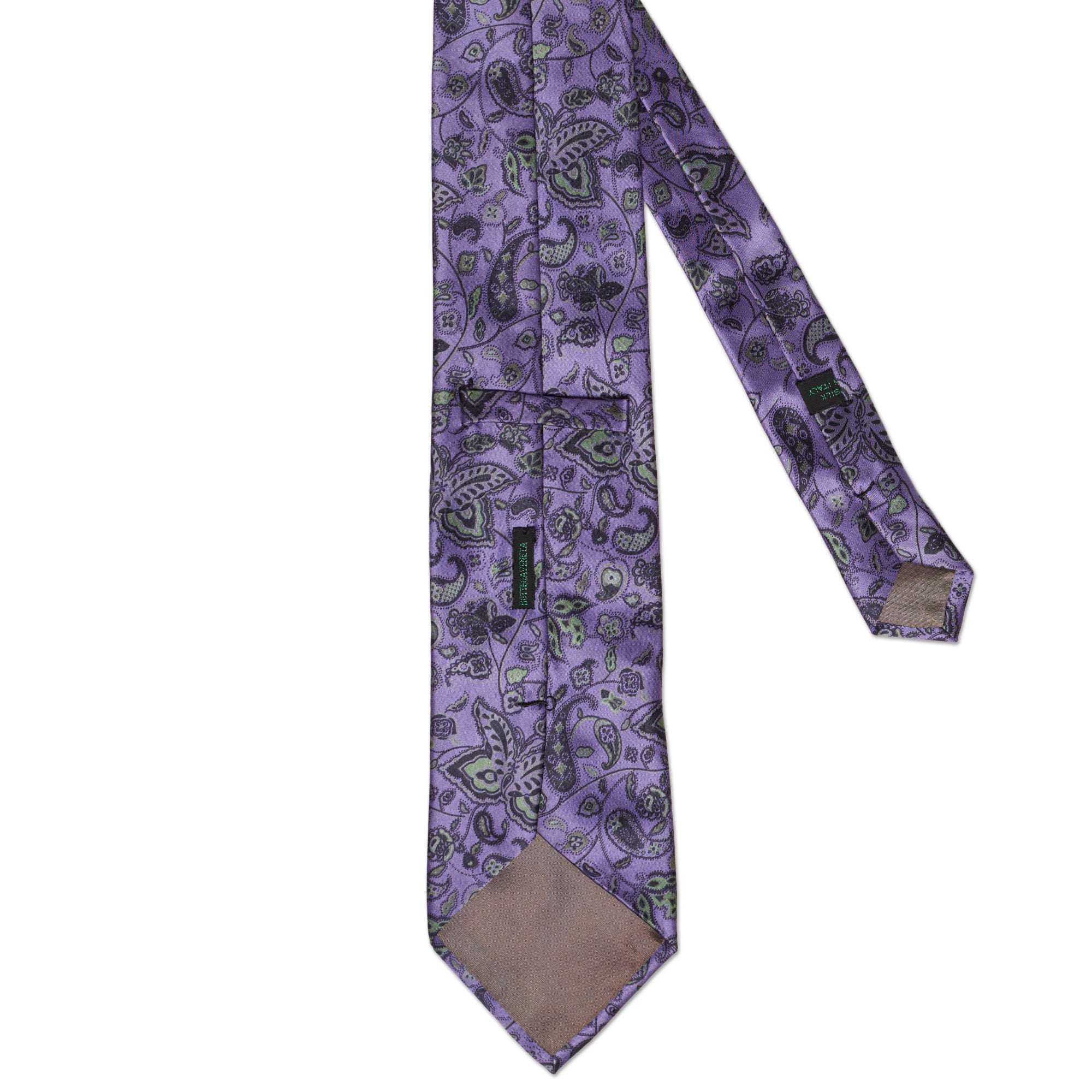 BOTTEGA VENETA Handmade Purple Paisley Design Silk Tie