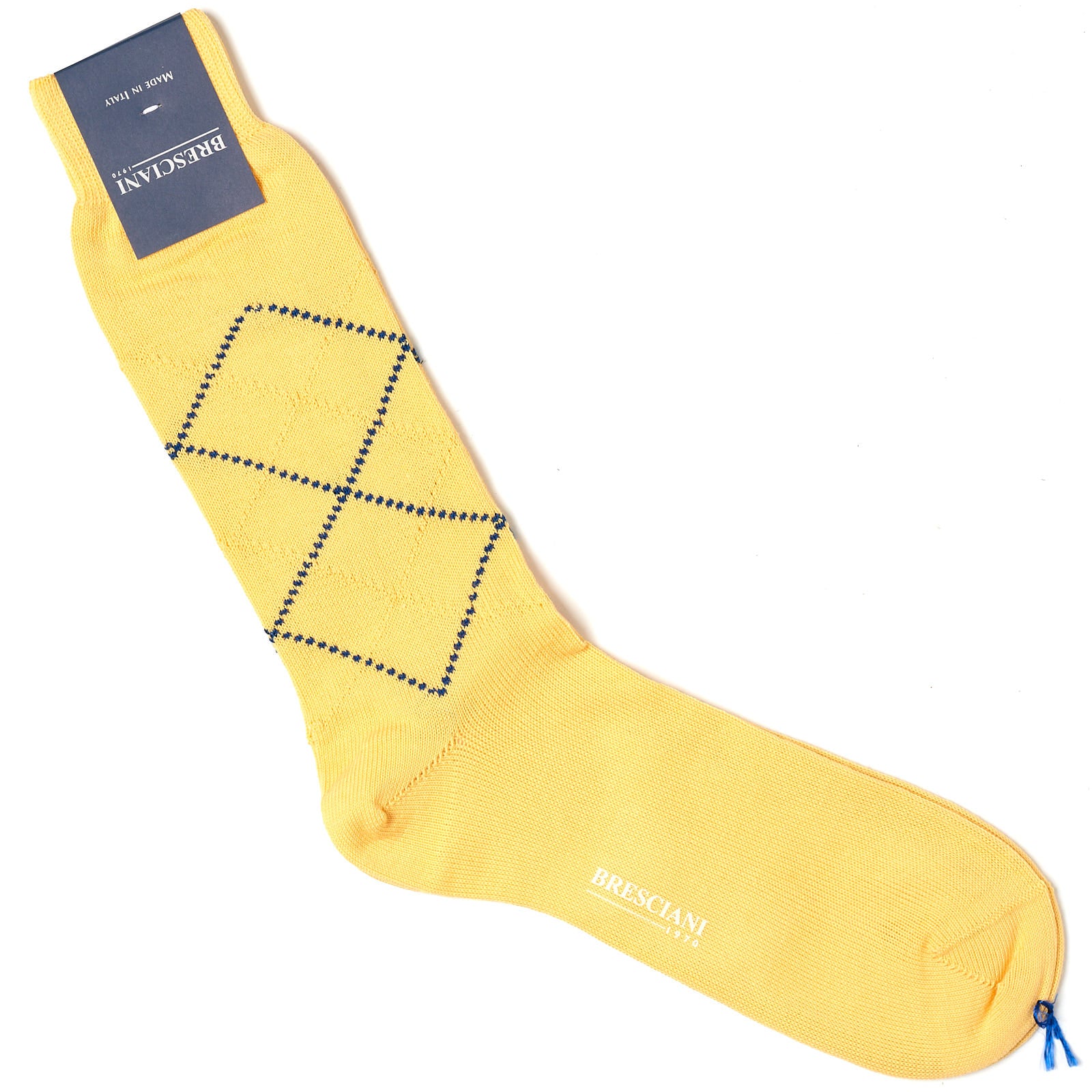 BRESCIANI Cotton Argyle Design Mid Calf Length Socks M-L BRESCIANI