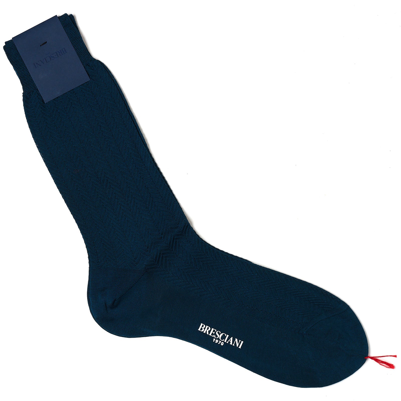 BRESCIANI Cotton Herringbone Mid Calf Length Socks US M-L BRESCIANI