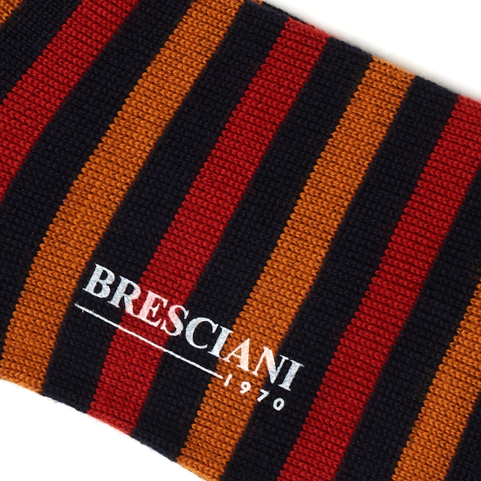 BRESCIANI Wool Balanced Striped Mid Calf Length Socks M-L