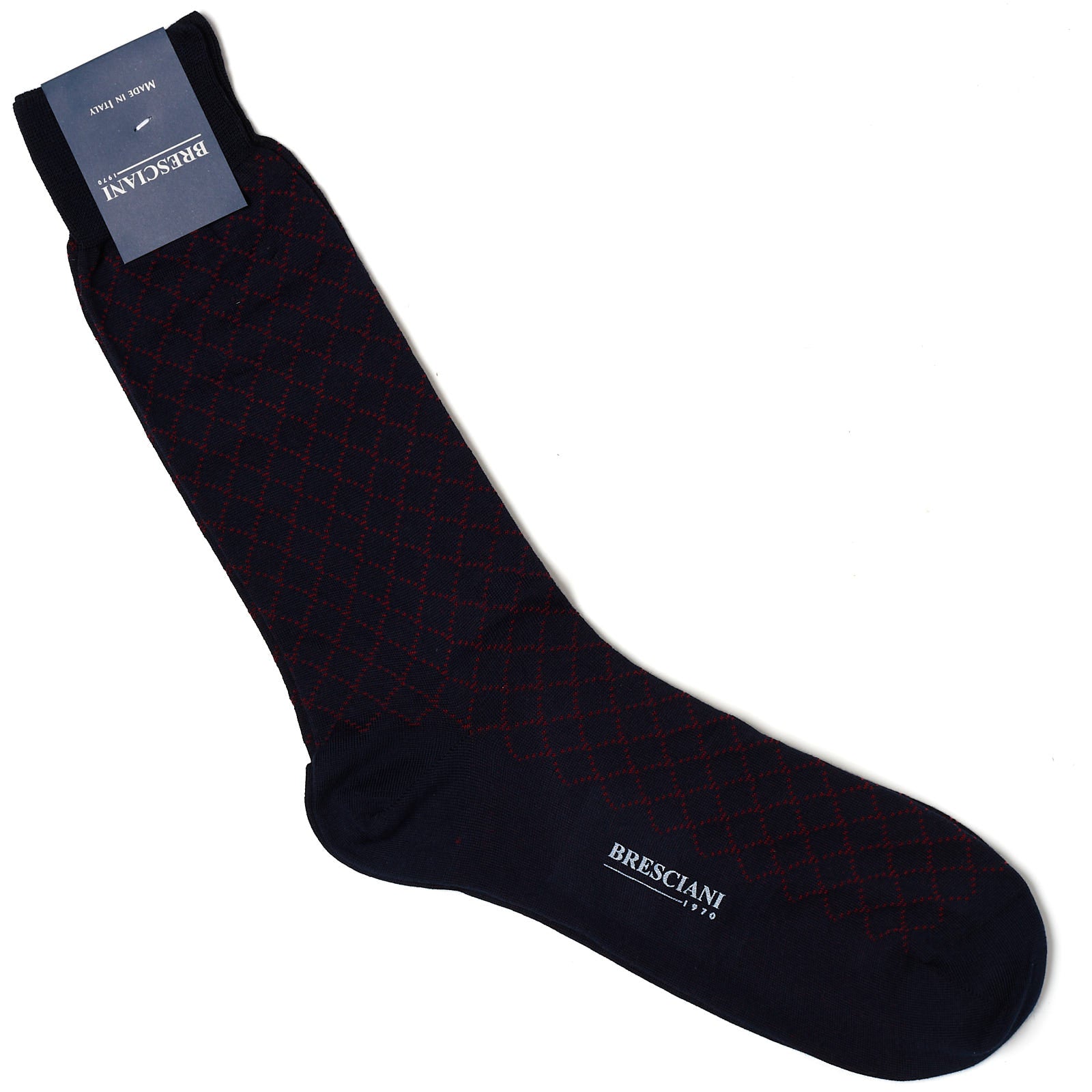 BRESCIANI Cotton Geometry Design Mid Calf Length Socks US M-L