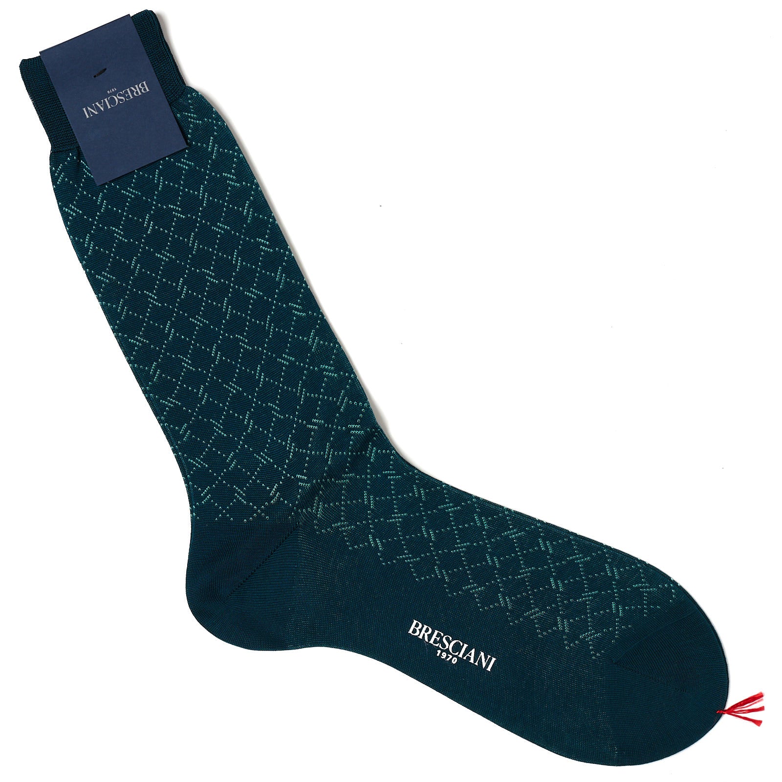 BRESCIANI Cotton Macro-Design Mid Calf Length Socks US M-L BRESCIANI