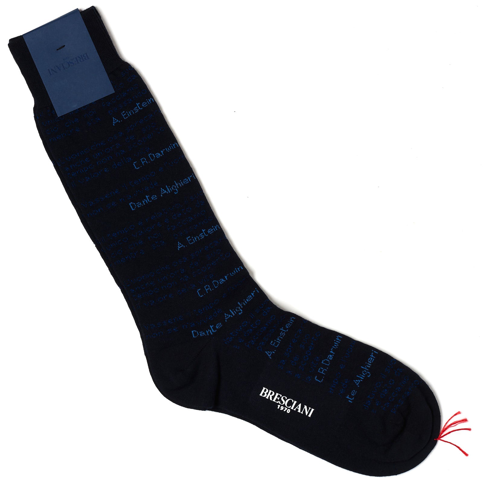 BRESCIANI Cotton Navy Blue Mid Calf Length Socks US M-L