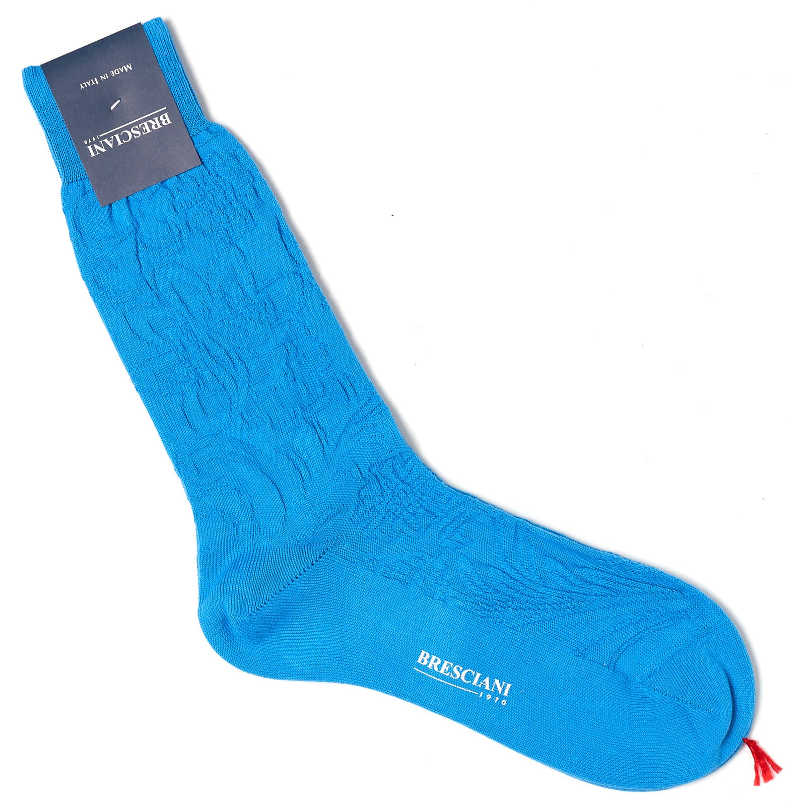 BRESCIANI Cotton Stitch Pattern Design Mid Calf Length Socks US M-L BRESCIANI