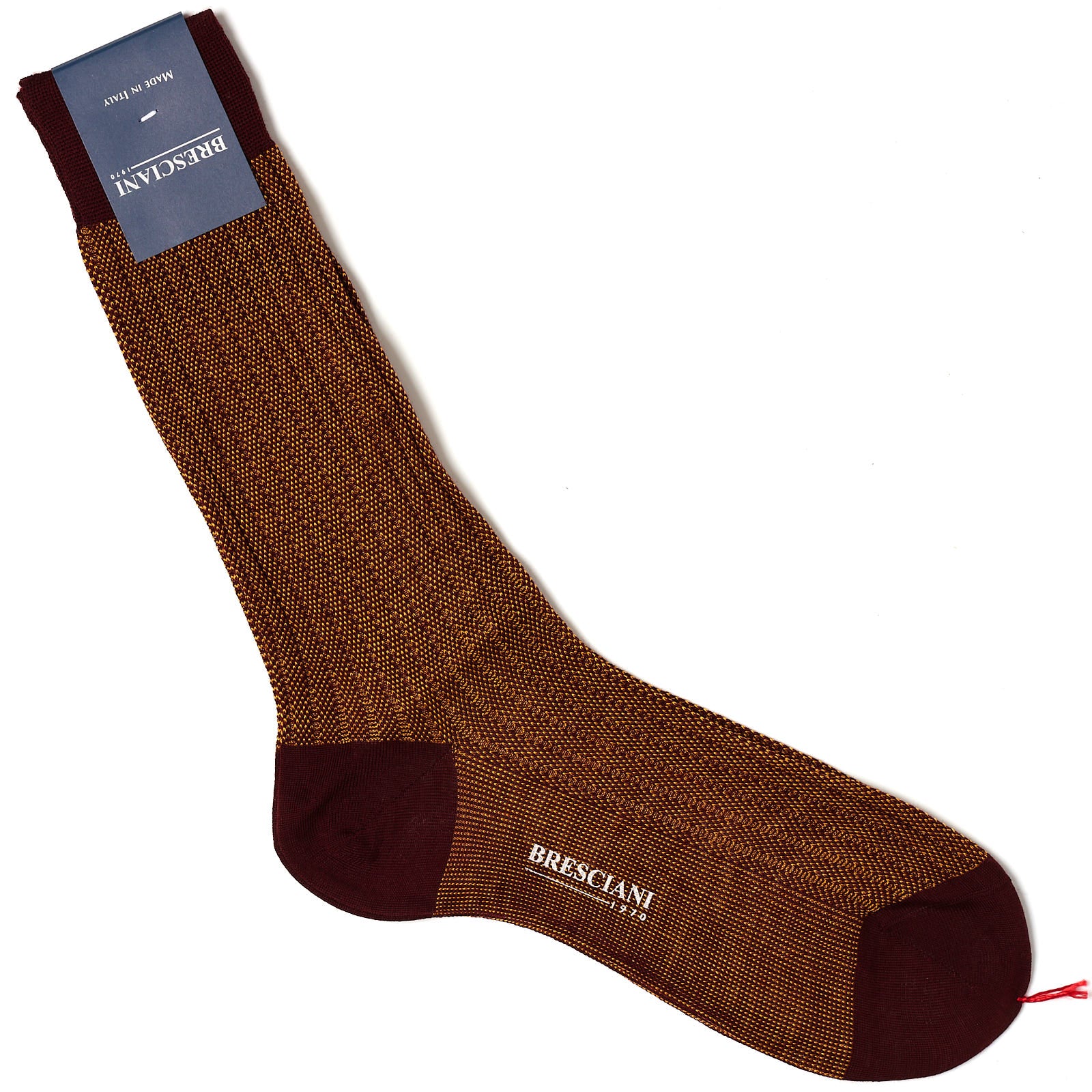 BRESCIANI Wool-Cotton Geometry Design Mid Calf Length Socks US M-L BRESCIANI