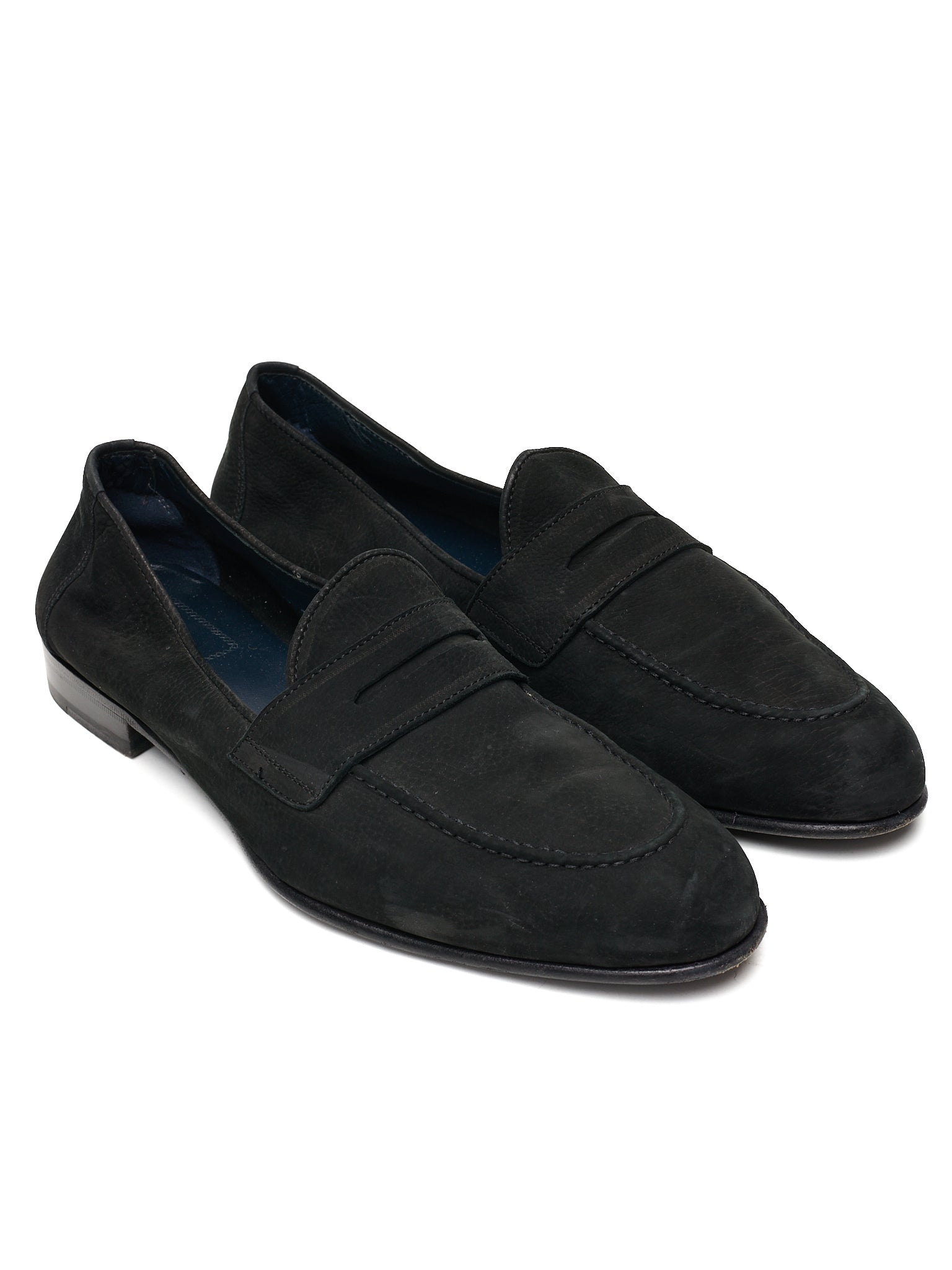 BRIONI Black Nubuck Handmade Appia Penny Loafers US 10