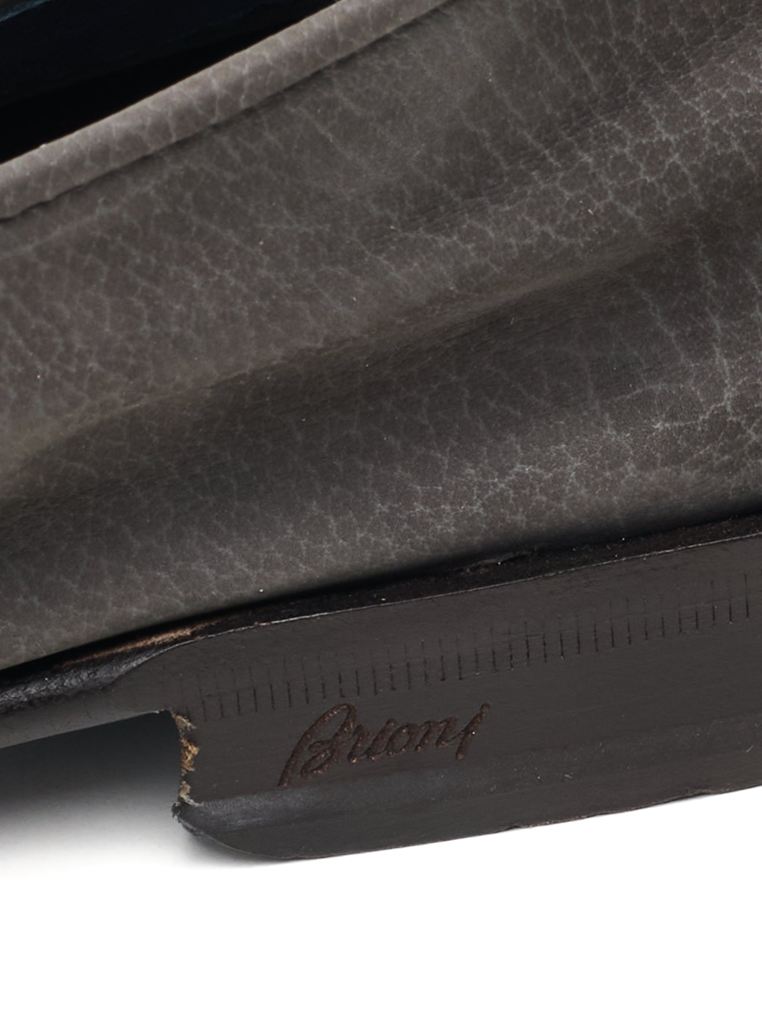 BRIONI Gray Nubuck Handmade Appia Penny Loafers US 10