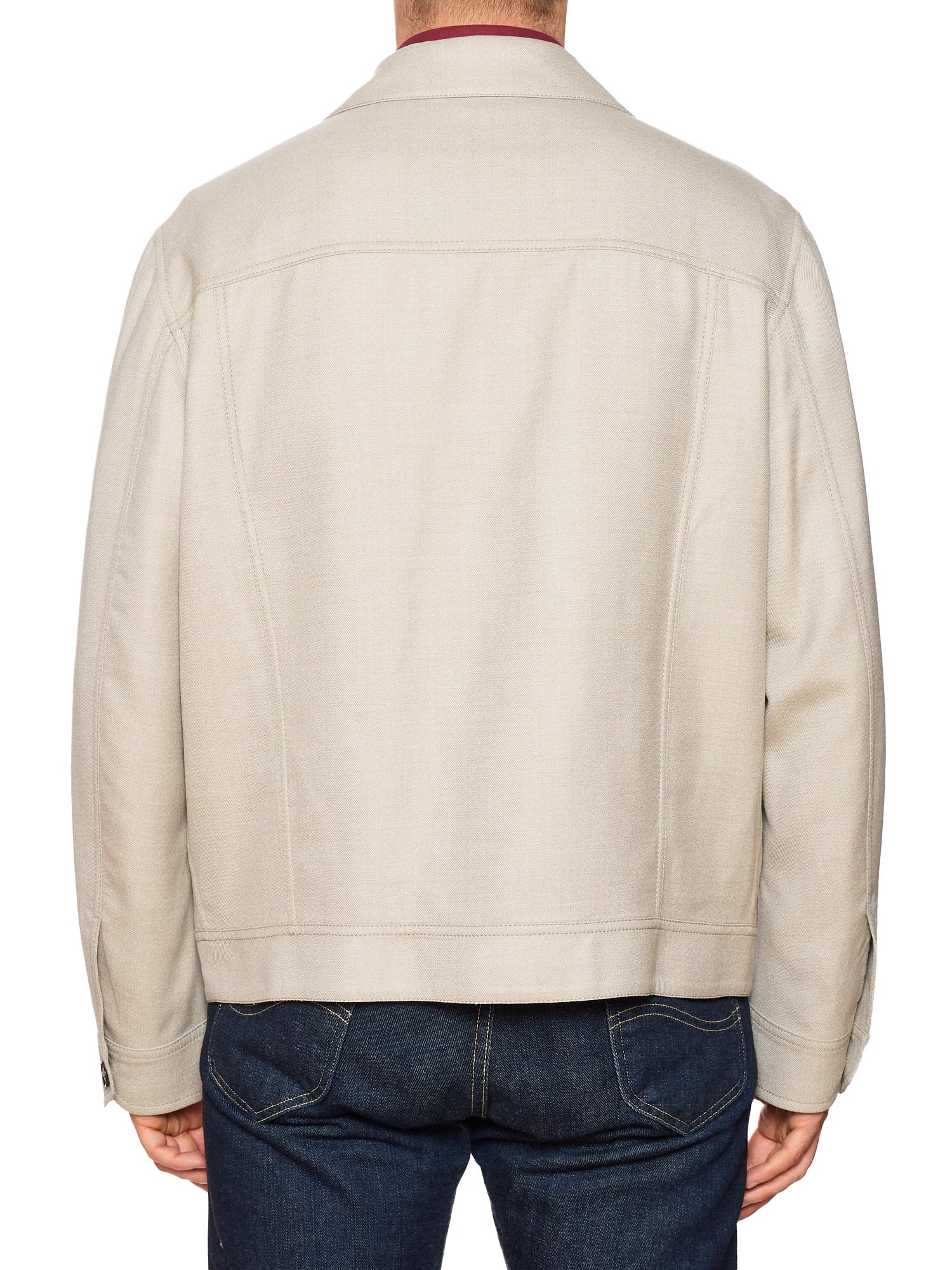 BRIONI Gray Virgin Wool Trucker Jacket "Neutrals"