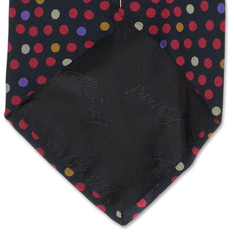 BRIONI Handmade Black Polka Dot Silk Tie