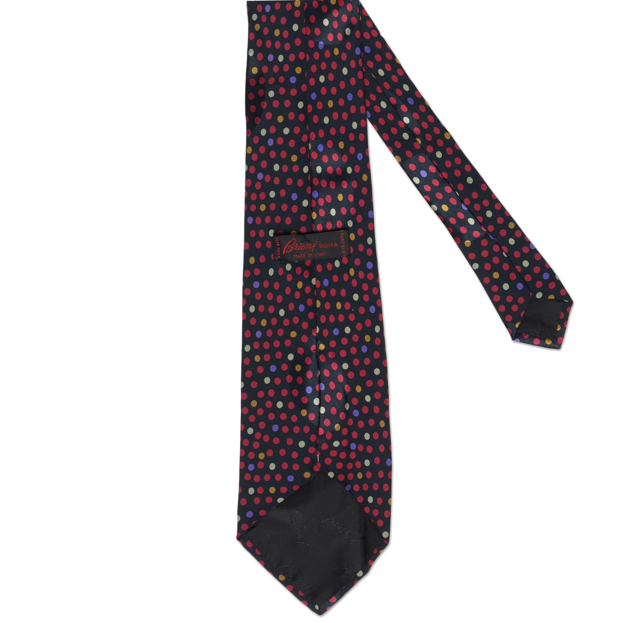 BRIONI Handmade Black Polka Dot Silk Tie