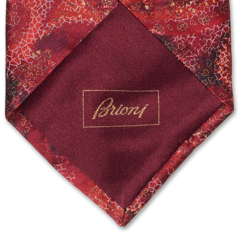 BRIONI Handmade Red Paisley Design Silk Tie