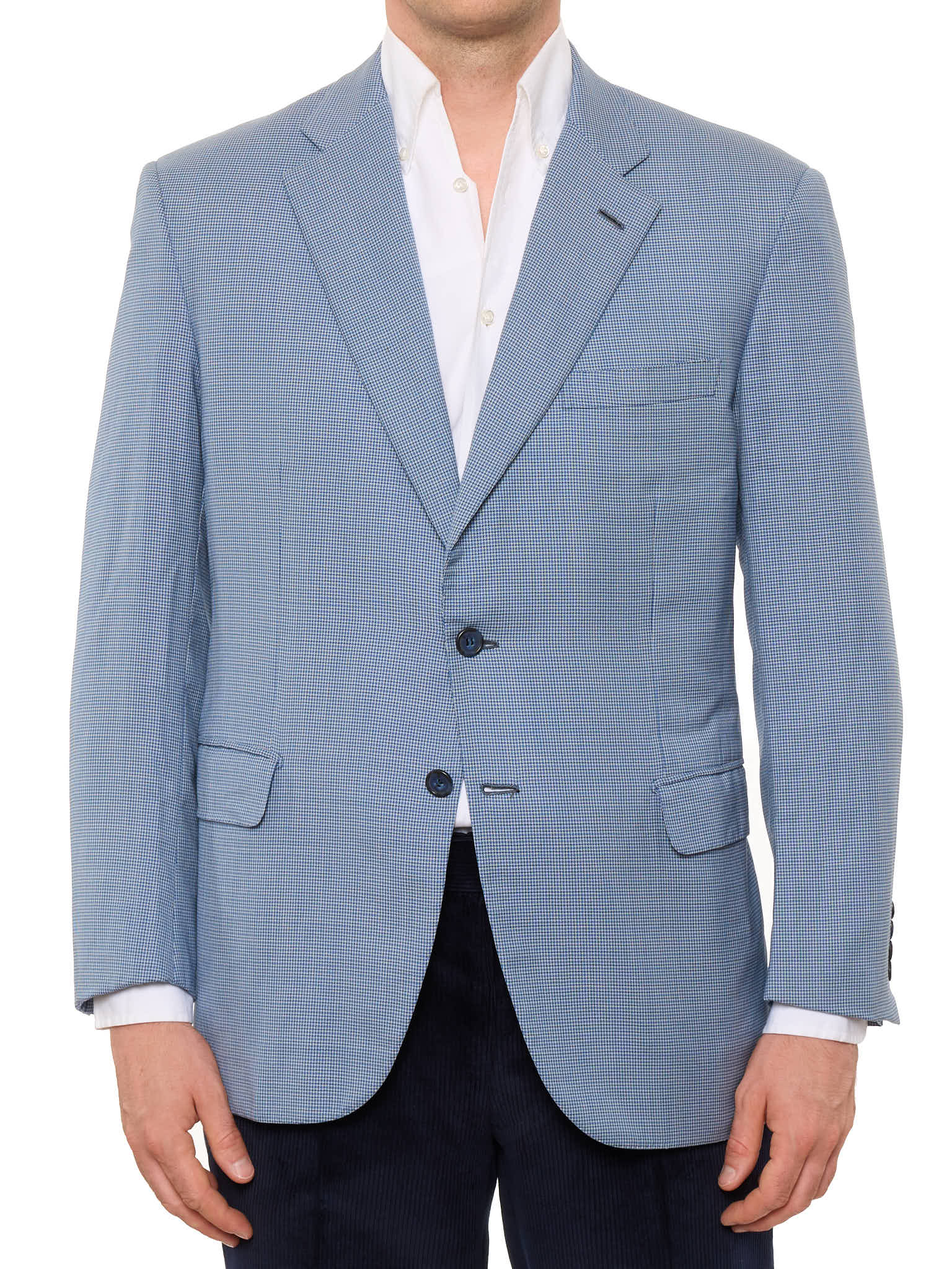 BRIONI Light Blue Checked Virgin Wool Blazer Jacket US 44