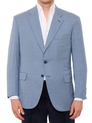 BRIONI Light Blue Checked Virgin Wool Blazer Jacket US 44