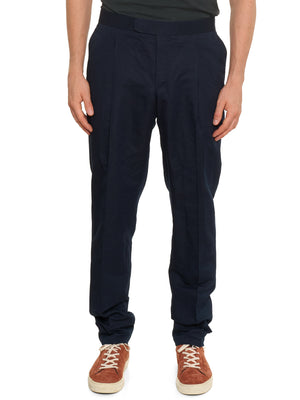 BRIONI Navy Blue Linen-Cotton Drawstring Pants NEW