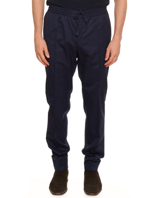 BRIONI Navy Blue Wool-Cashmere Drawstring Elastic Waist Pants NEW