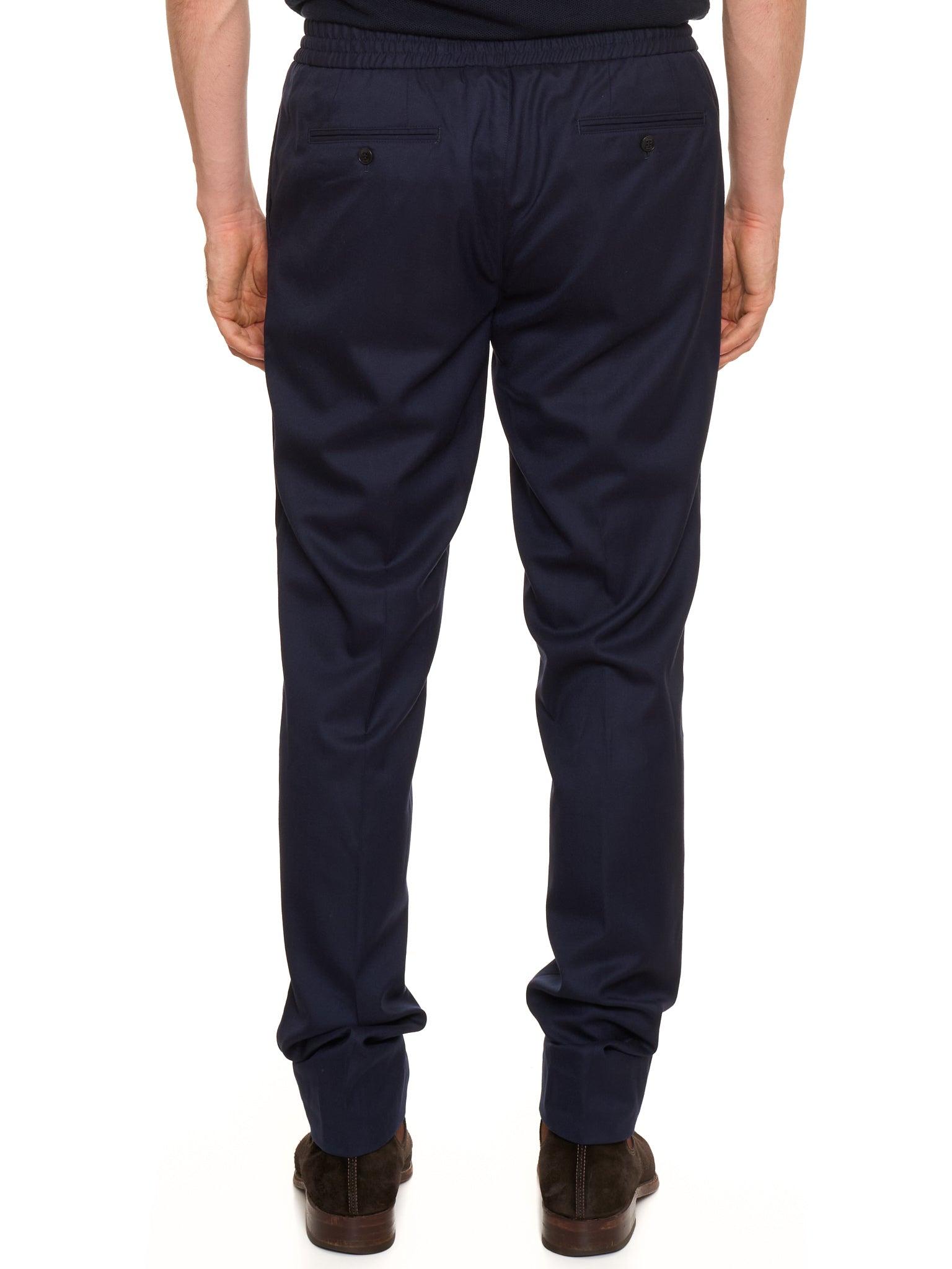 BRIONI Navy Blue Wool-Cashmere Drawstring Elastic Waist Pants NEW