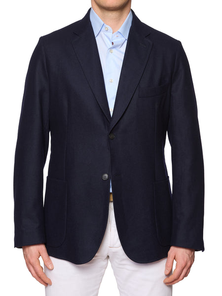 Brioni ジャケット ダークネイビー　無地 BRIONINavyFlannelWoolTravelJac