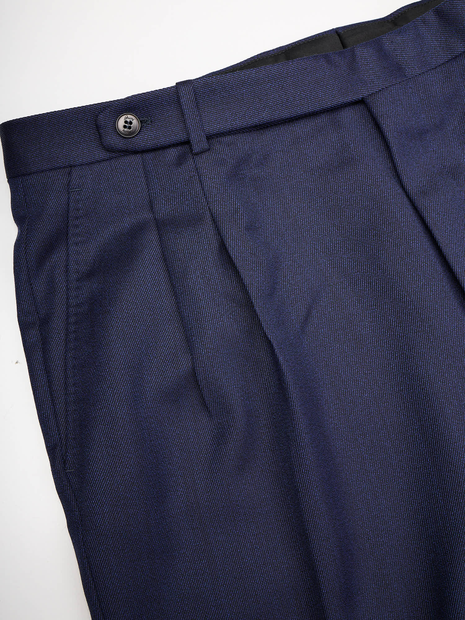 BRIONI Navy Twill Wool Pleated Dress Pants