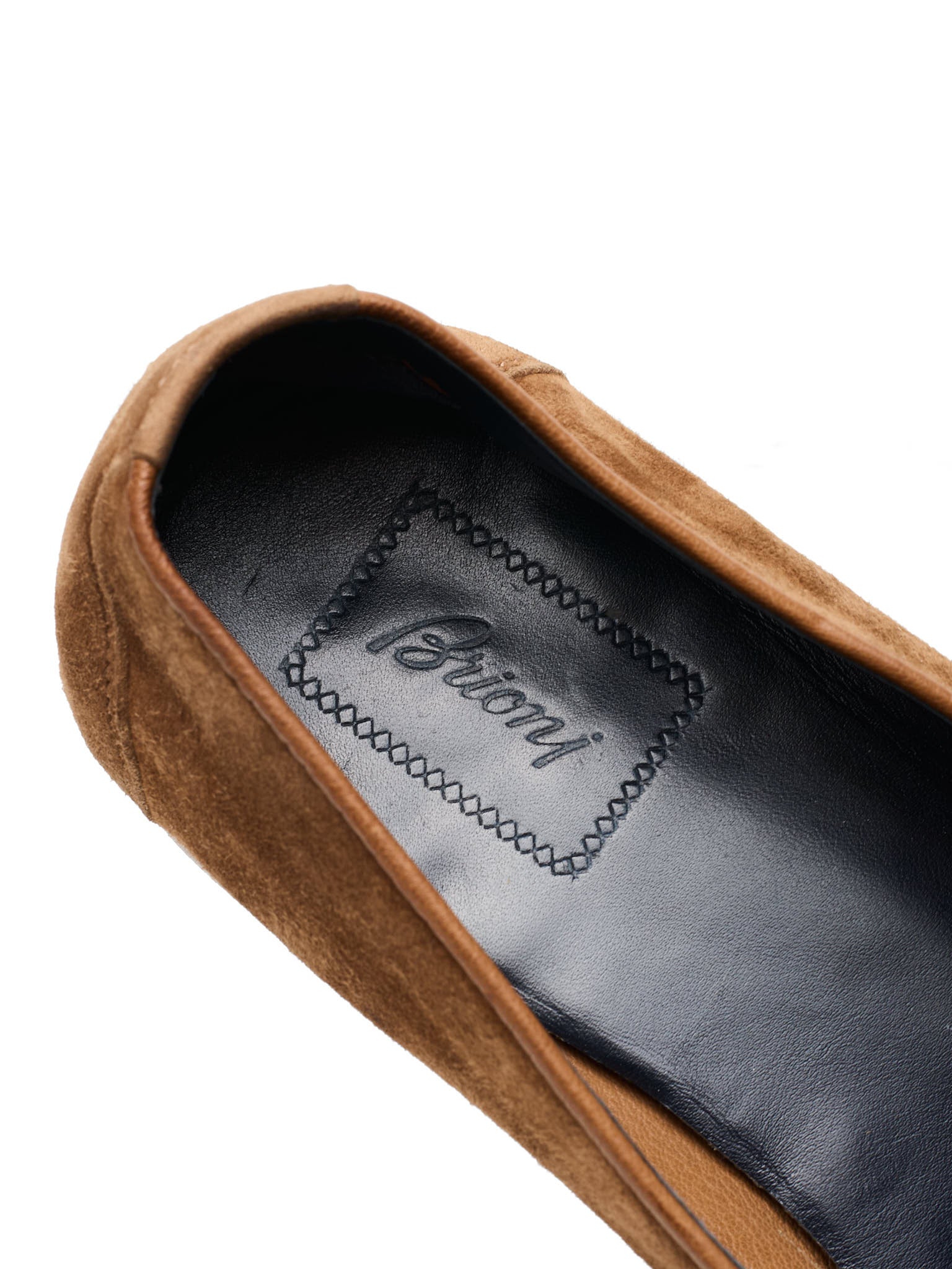 BRIONI Tobacco Brown Suede Appia Penny Loafers US 10