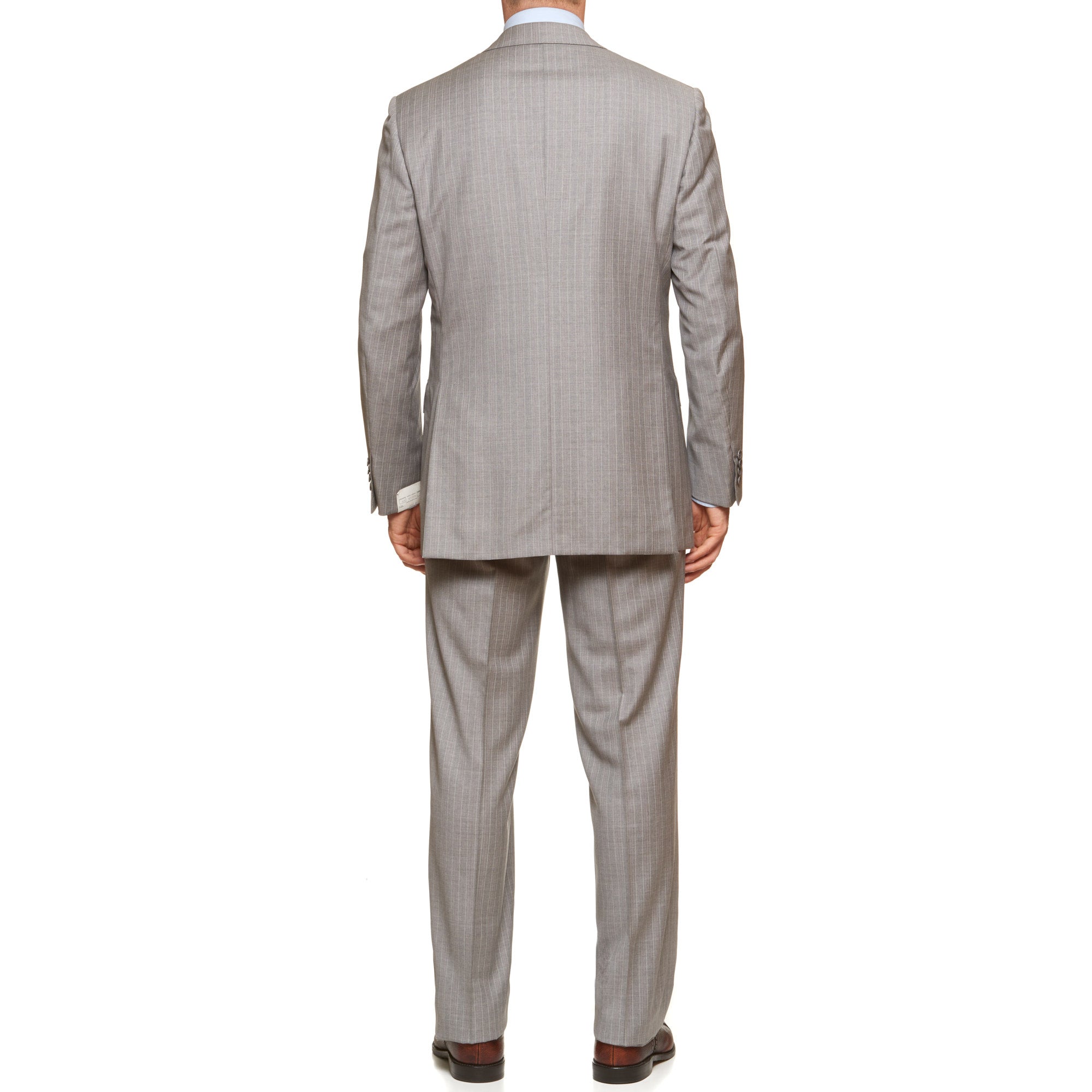 BRIONI CHIGI Handmade Gray Striped Wool Suit EU 52 NEW US 42