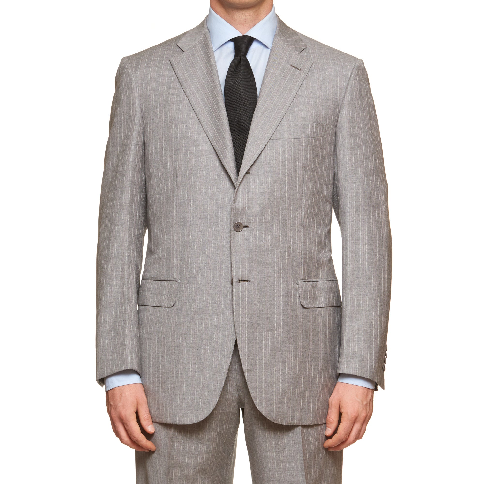 BRIONI "CHIGI" Handmade Gray Striped Wool Suit EU 52 NEW US 42