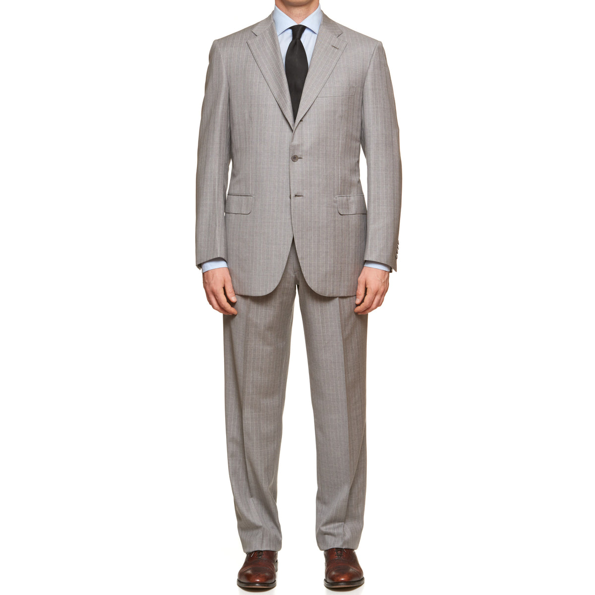 BRIONI "CHIGI" Handmade Gray Striped Wool Suit EU 52 NEW US 42