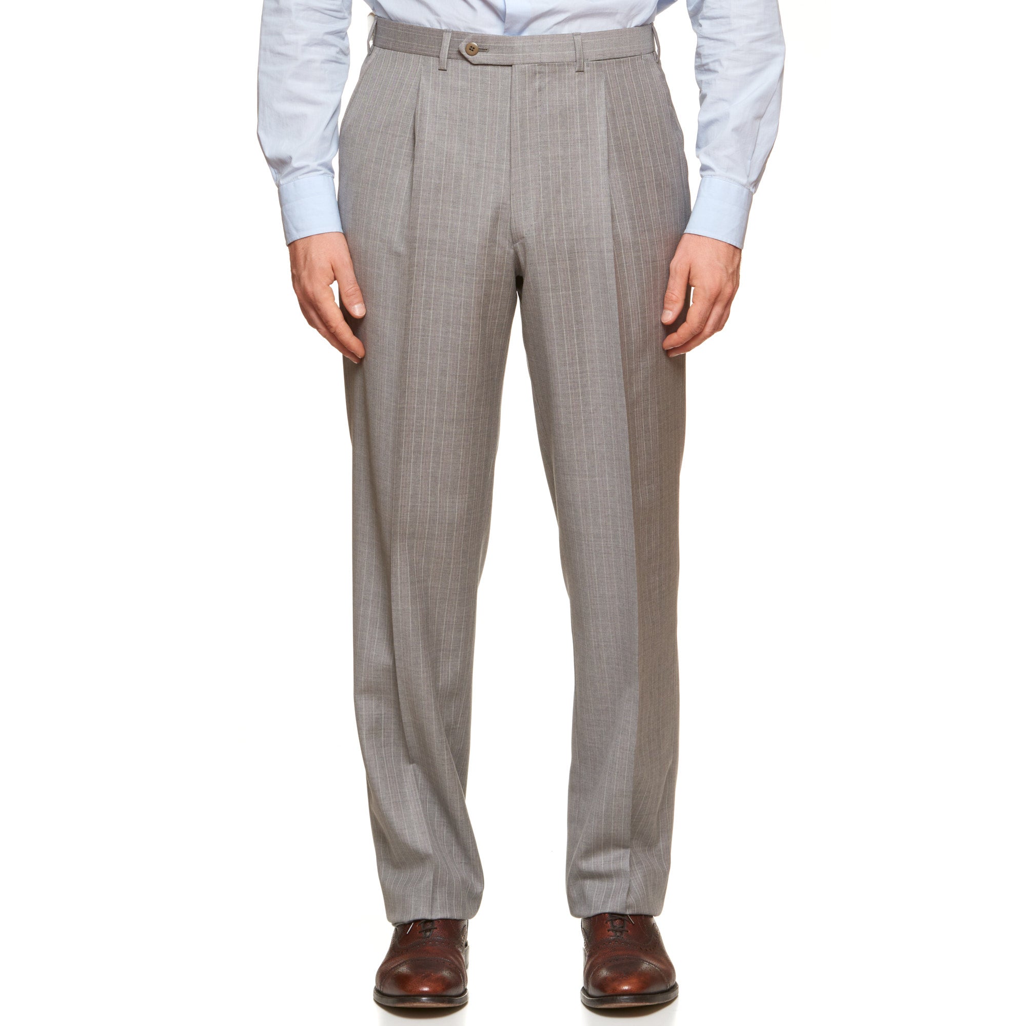 BRIONI "CHIGI" Handmade Gray Striped Wool Suit EU 52 NEW US 42 BRIONI