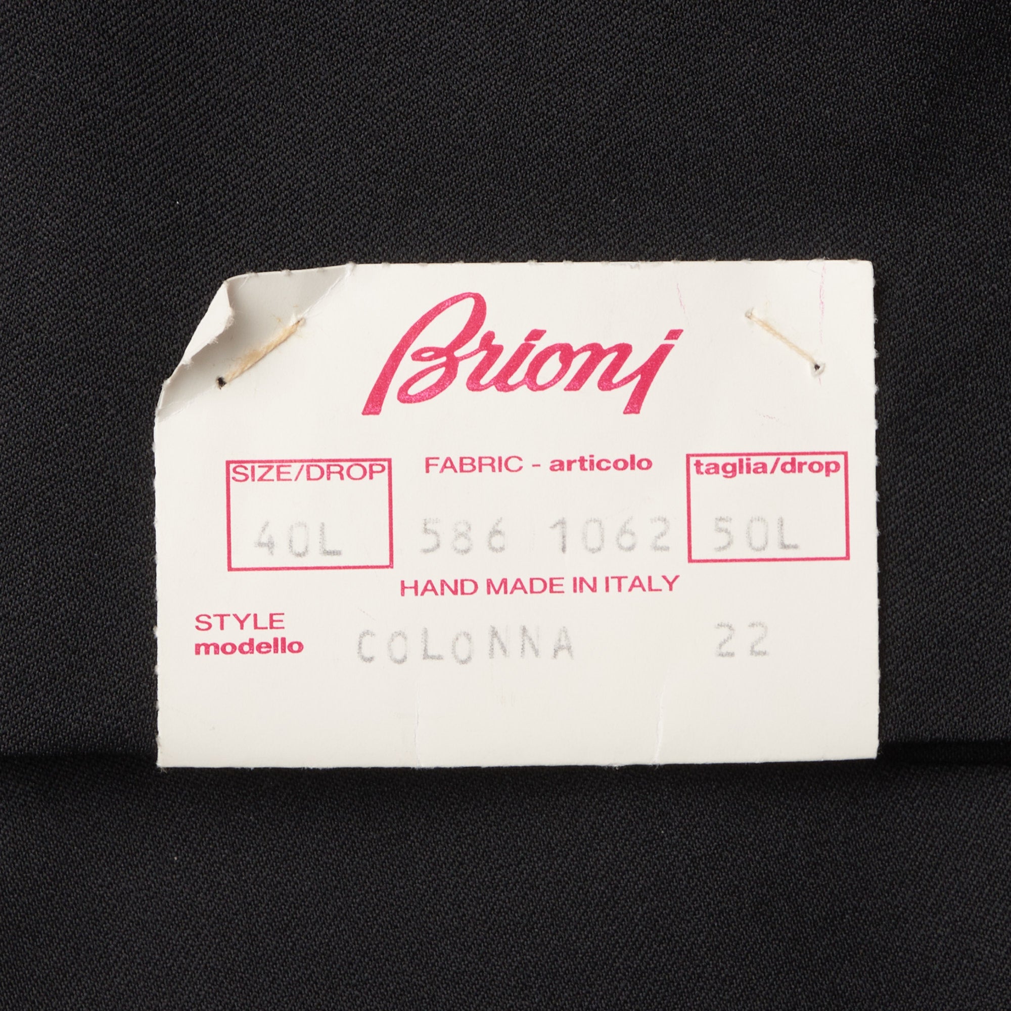 BRIONI "COLONNA" Handmade Black Wool Blazer Suit EU 50 L NEW US 40 Long Fit BRIONI