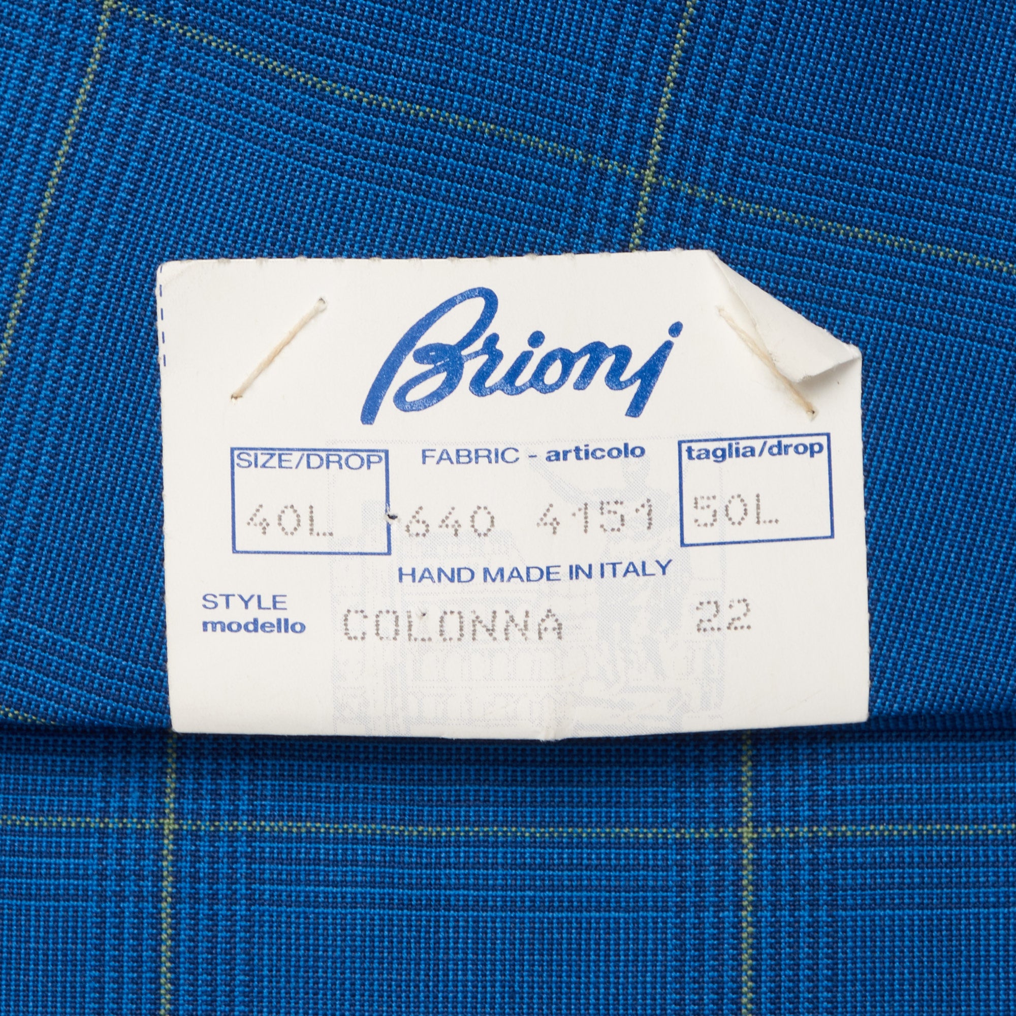 BRIONI "COLONNA" Handmade Blue Plaid Wool Jacket EU 50 NEW US 40 Long Fit BRIONI