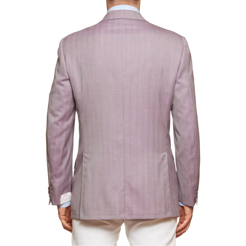 BRIONI "COLONNA" Handmade Light Purple Herringbone Wool Jacket EU 52 NEW US 42