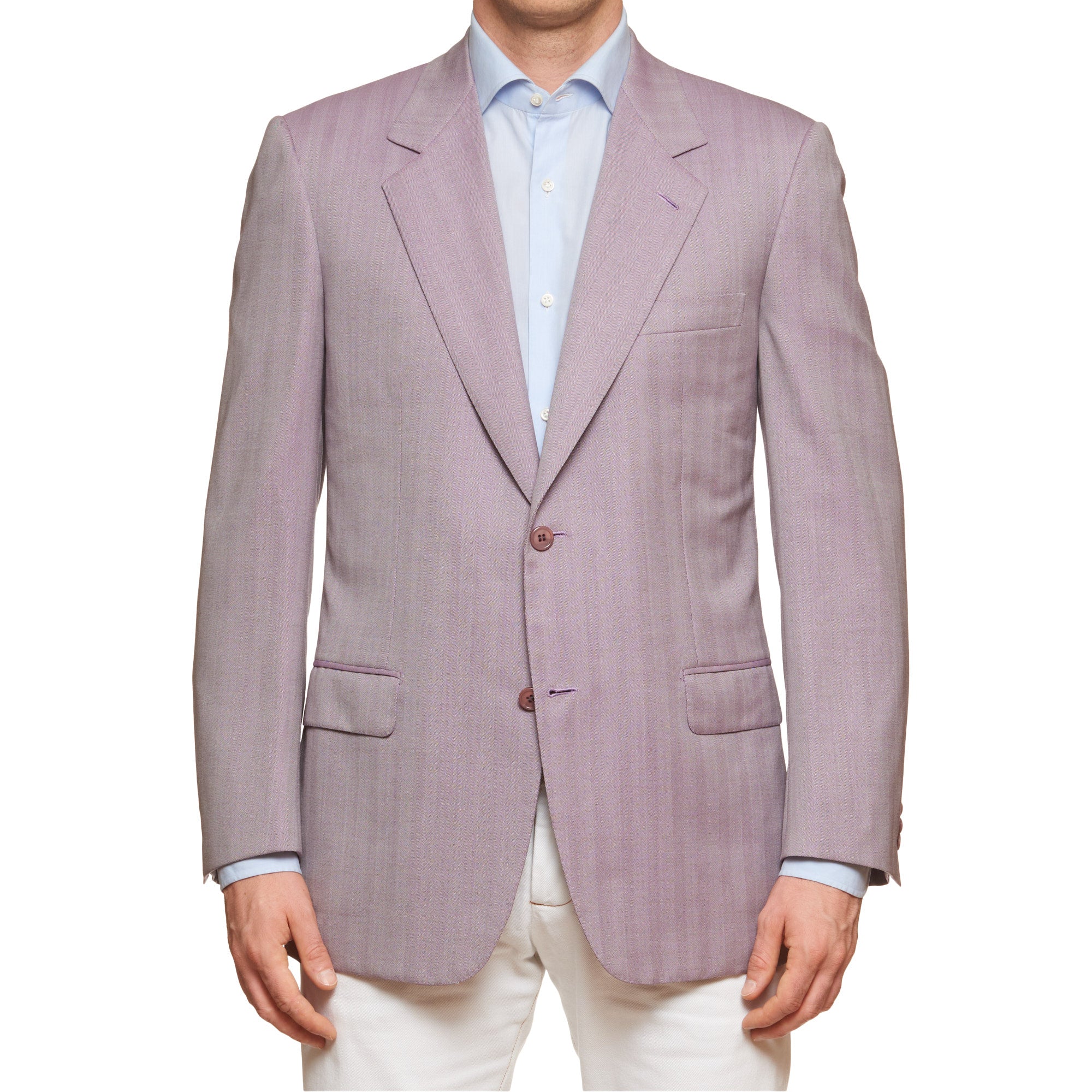 BRIONI "COLONNA" Handmade Light Purple Herringbone Wool Jacket EU 52 NEW US 42 BRIONI