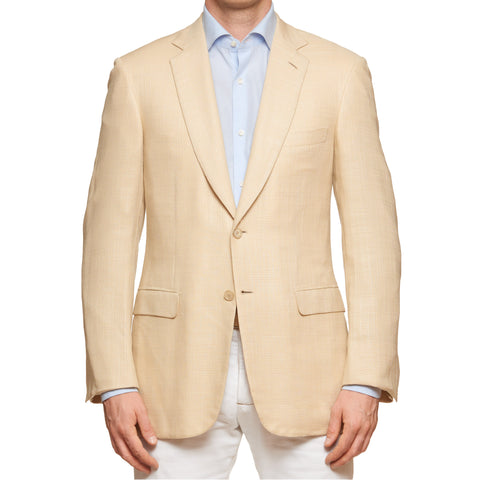 BRIONI "SECOLO" Handmade Beige Wool-Silk Hopsack Jacket EU 50 NEW US 40